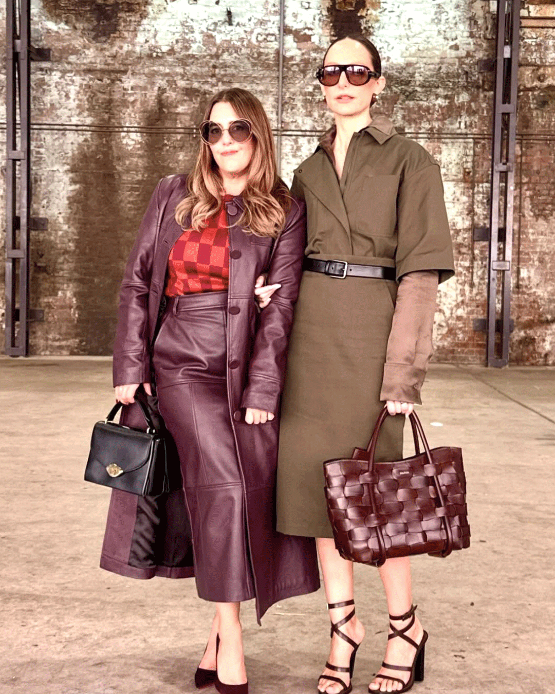 Editor-In-Chief Sarah Murray re-wearing a burgundy Kate Sylvester leather coat.