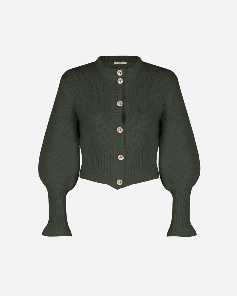 RUBY Matilda cardigan in khaki, $299.