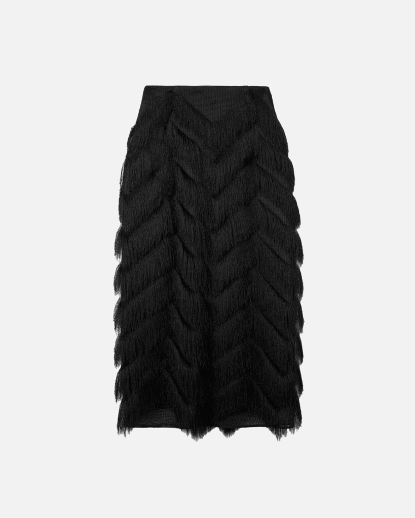 Emilia Wickstead ‘Lorelei’ fringes mesh midi skirt, $2398.