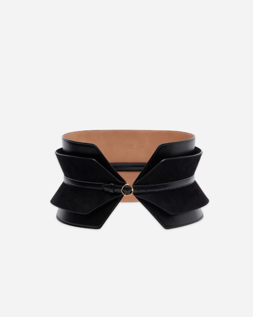 Alaïa bustier leatherand suede belt, $2675, from Mytheresa.